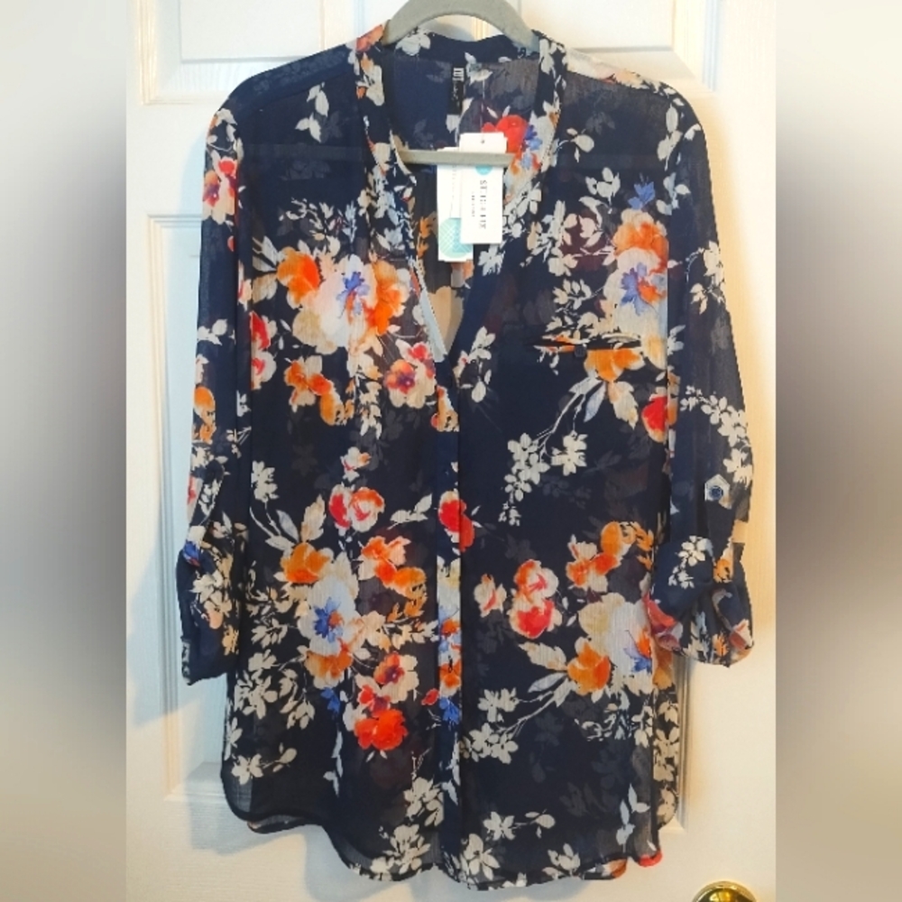 Kut From The Kloth Floral Sheer Women's Long Sleeve Top NWT